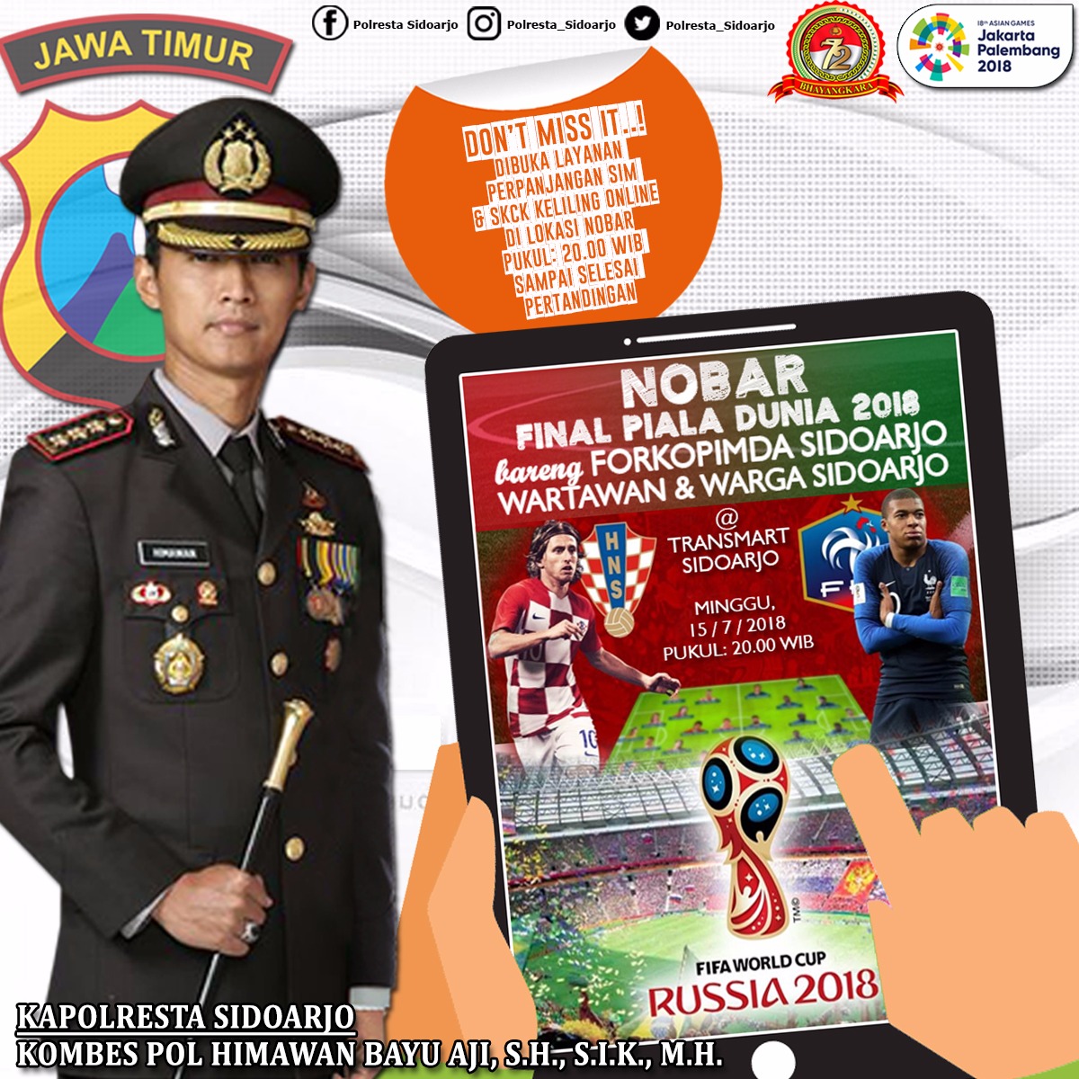 Kapolresta Ajak Nobar Final Piala Dunia 2018 Sambil Ngurus SIM dan SKCK