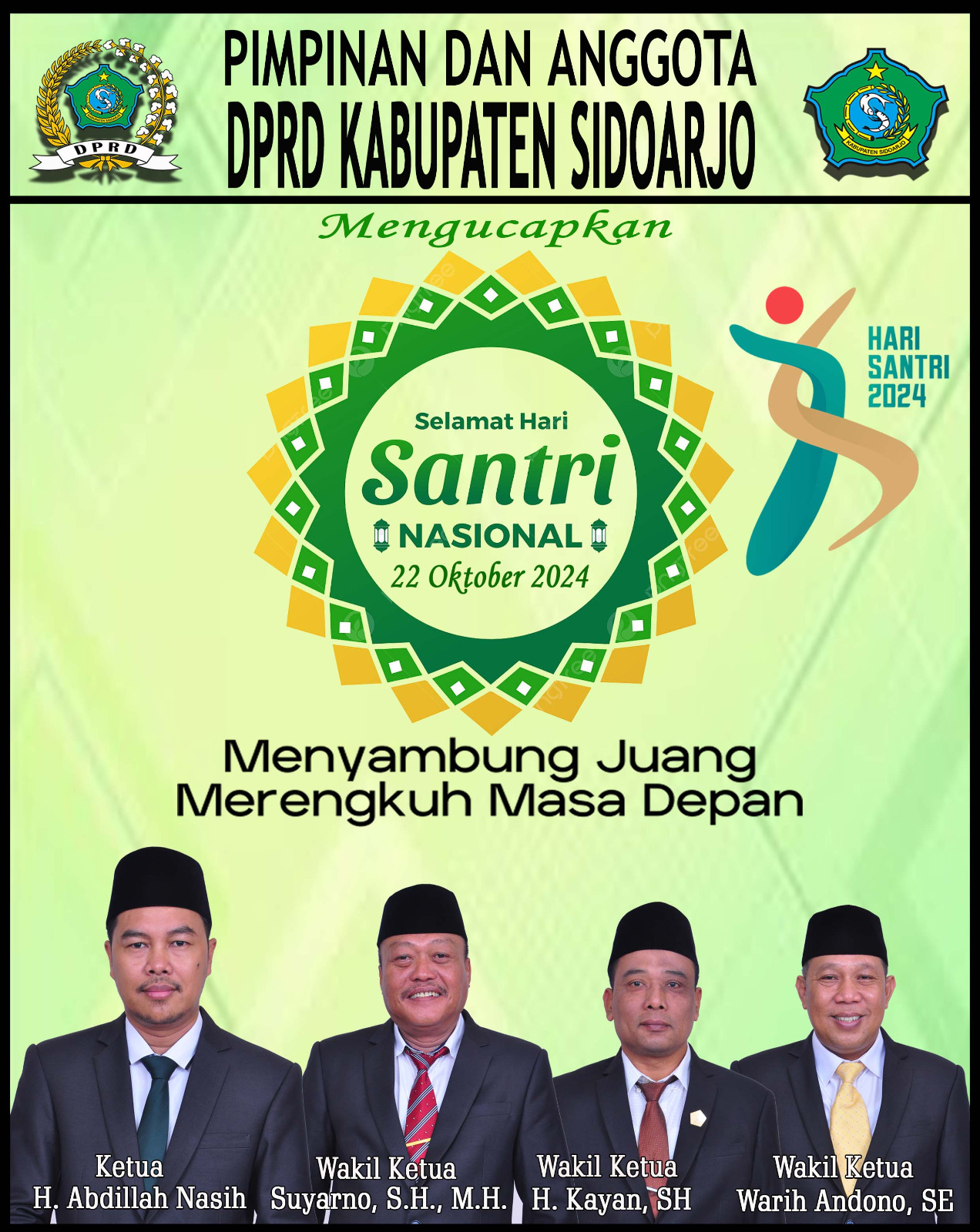 Pimpinan dan Anggota DPRD Kabupaten Sidoarjo Mengucapkan Selamat Hari Santri Nasional 2024