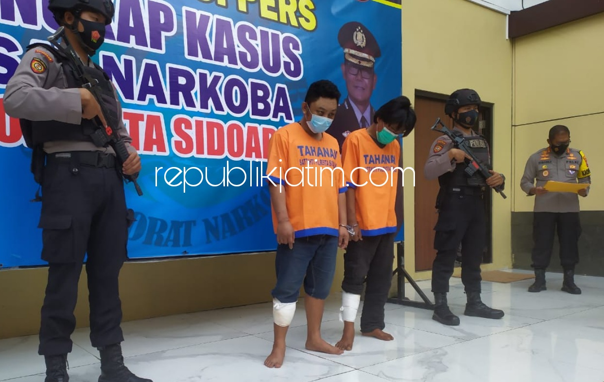 Polresta Sidoarjo Tembak Kaki Dua Pemuda Residivis Pengedar Narkoba Asal Jombang