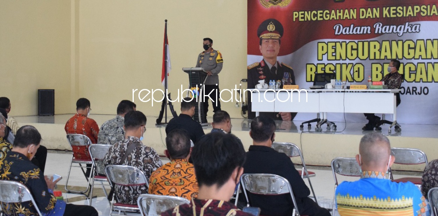 Libatkan Kades, Polresta dan BPBD Sidoarjo Ajak Minimalisir Resiko Bencana dengan Deteksi Dini