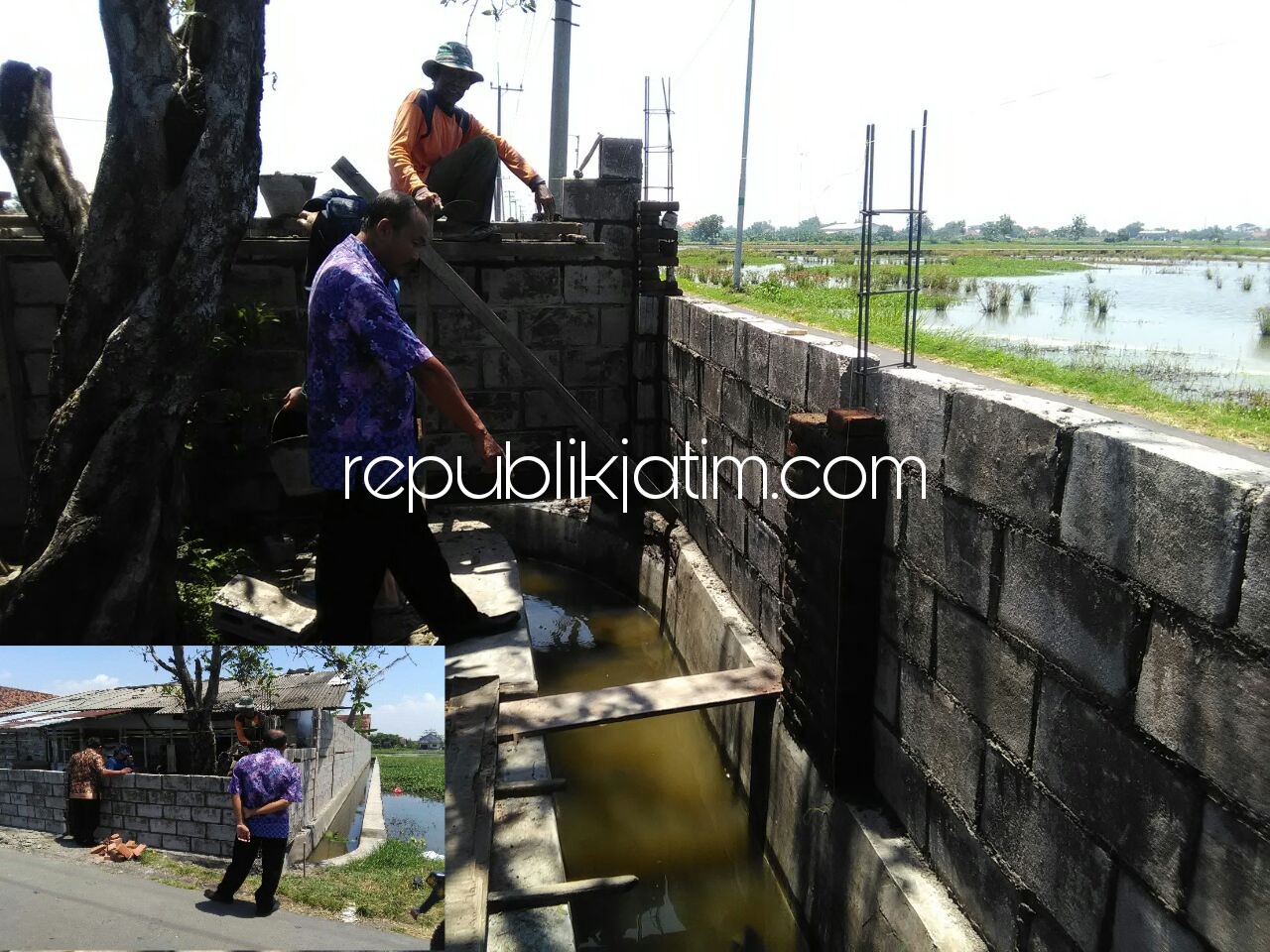 Pagar SDN Gempolsari Tumpangi Saluran Irigasi Diduga Salahi Aturan