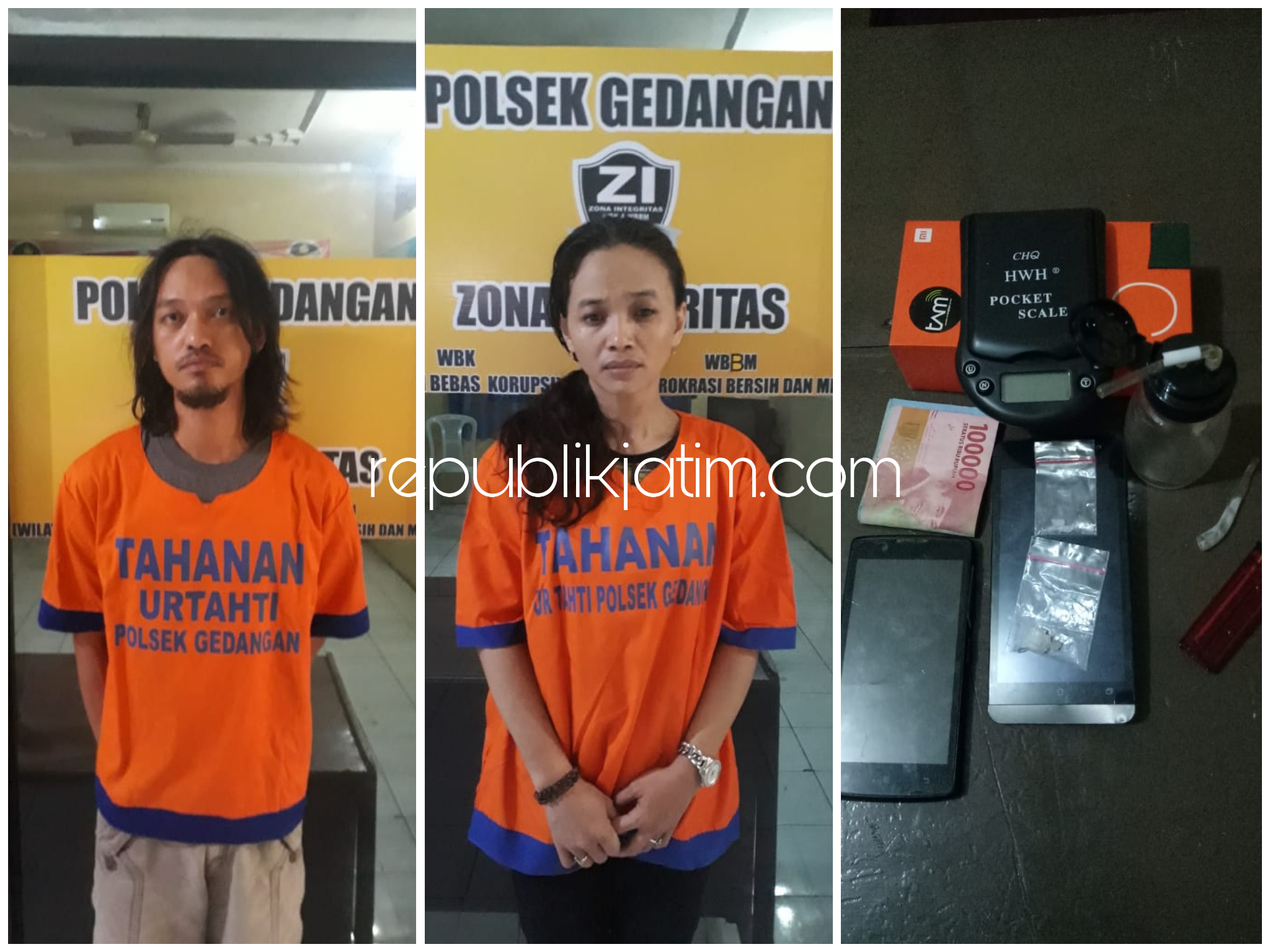 Pasutri Asal Gedangan Kompak Nyabu, Diringkus Polisi