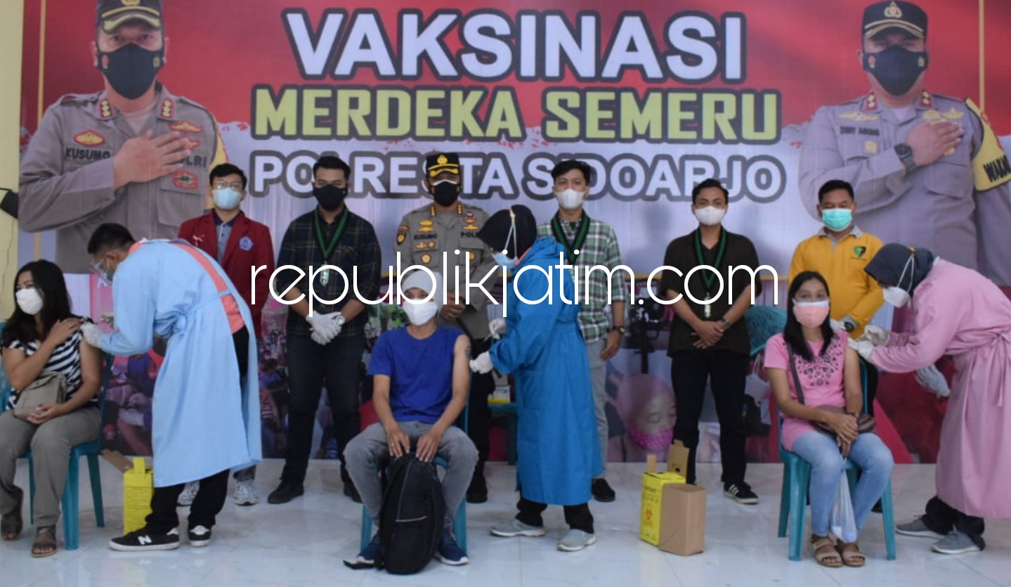 Polresta Sidoarjo Gandeng Mahasiswa Sukseskan Vaksinasi Merdeka Semeru