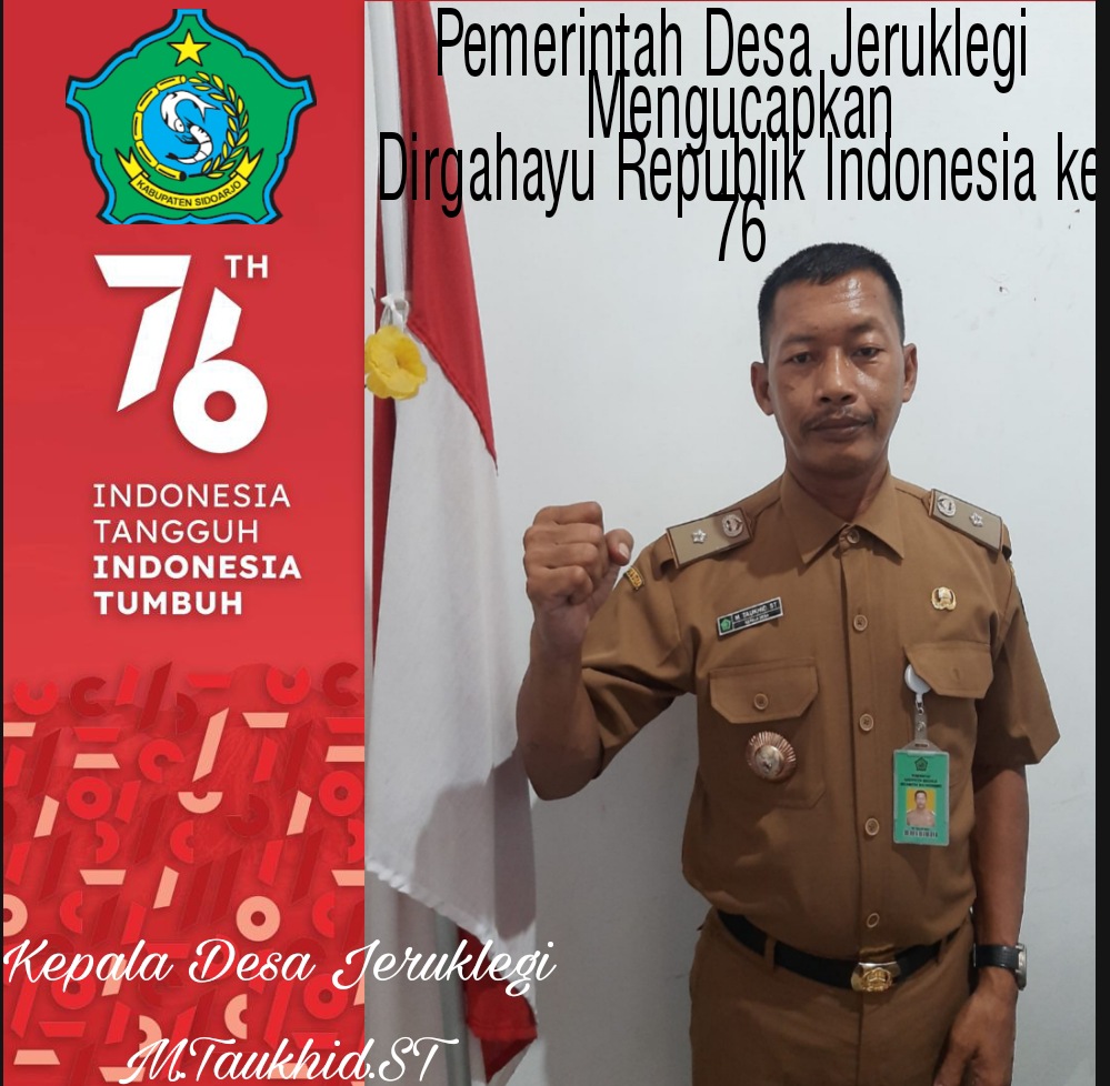 Kepala Desa Jeruklegi, M Taukhid Mengucapkan Dirgahayu Republik Indonesia ke 76