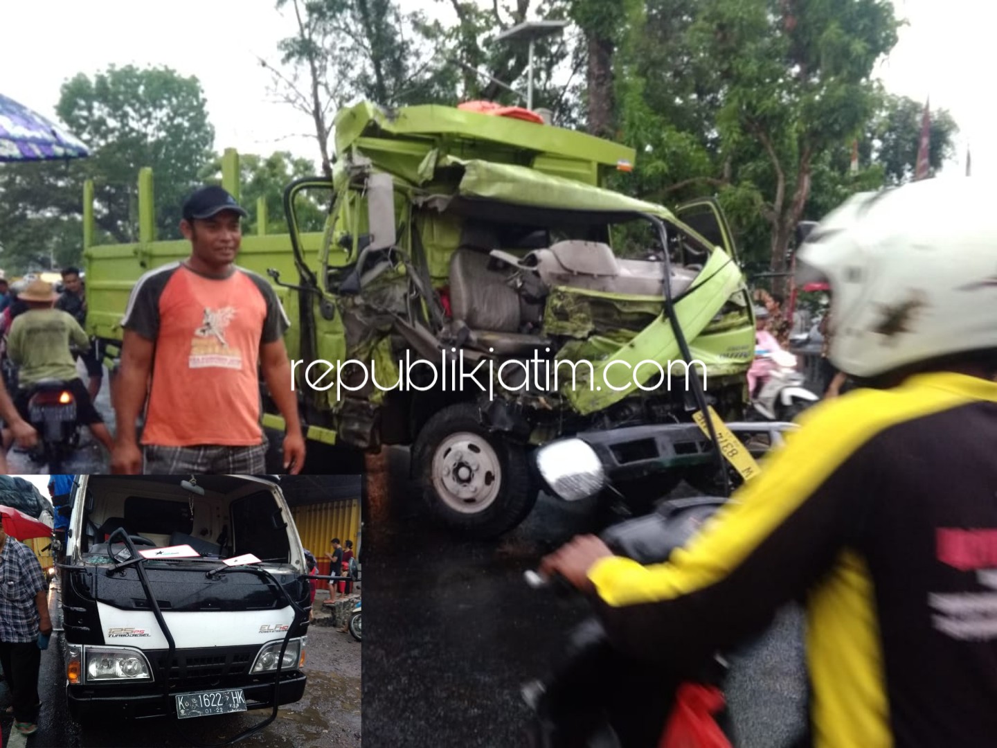 Diduga Ugal-Ugalan, Dua Truk Adu Muka Hancur di Jalur Ponorogo-Trenggalek