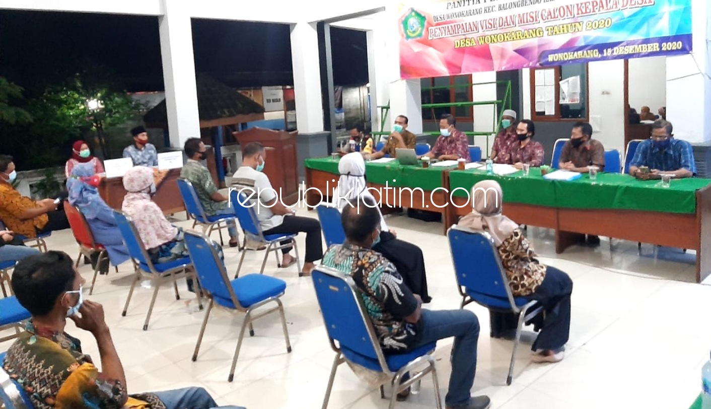 Panitia Pilkades Wonokarang Gelar Tahapan Penyampaian Visi dan Misi Bagi Dua Cakades