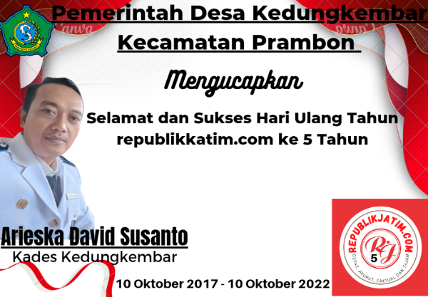 Pemerintah Desa Kedungkembar, Kecamatan Prambon Mengucapkan Selamat HUT republikjatim.com ke 5 Tahun