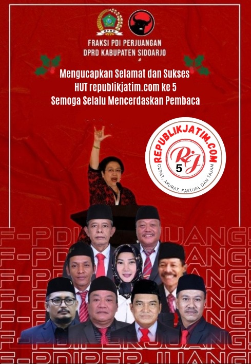 Fraksi PDI Perjuangan DPRD Sidoarjo Mengucapkan Selamat dan Sukses HUT republikjatim.com ke 5