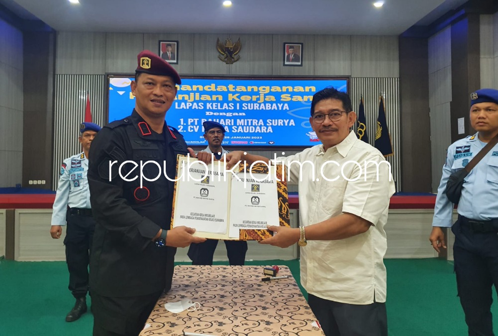 Pemberdayaan WBP, Kalapas Porong Tanda Tangani  Perjanjian Kerja Sama Dengan 3 Perusahaan Mitra Sekaligus