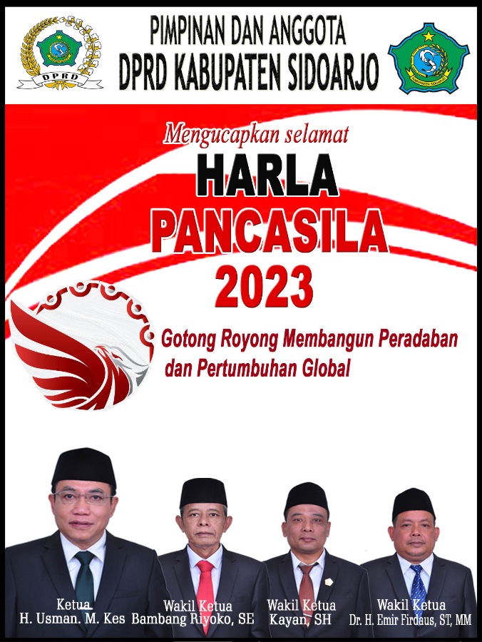 Pimpinan dan Anggota DPRD Sidoarjo Mengucapkan Selamat Harlah Pancasila 2023