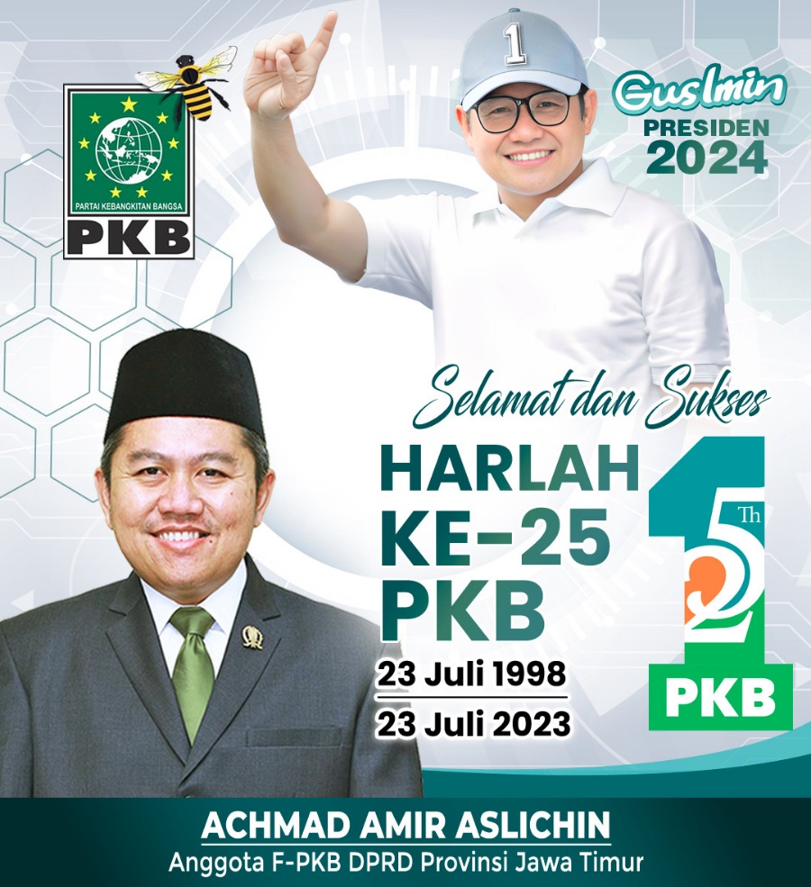 Anggota Fraksi PKB DPRD Provinsi Jatim Achmad Amir Aslichin Mengucapkan Selamat dan Sukses Harlah ke 25 PKB