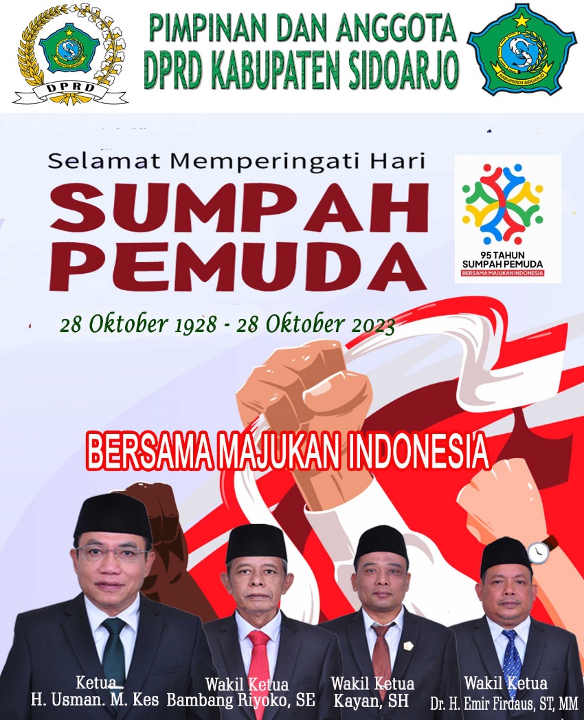 Pimpinan dan Anggota DPRD Kabupaten Sidoarjo Mengucapkan Selamat Memperingati Hari Sumpah Pemuda 28 Oktober 2023