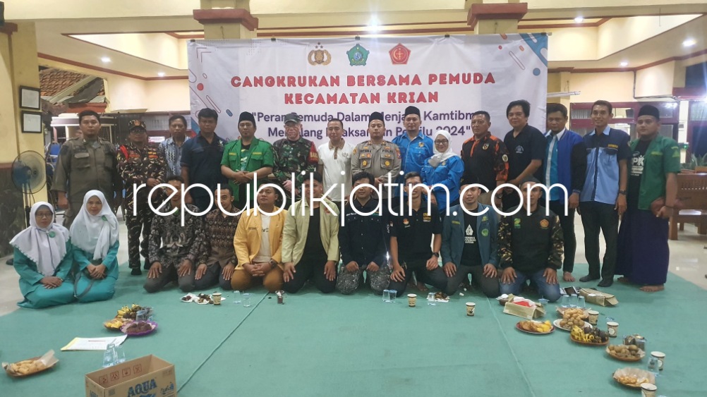 Persiapan Pergantian Tahun dan Pemilu 2024, Kapolsek Cangkrukan Bareng Forpimka dan Pemuda Krian