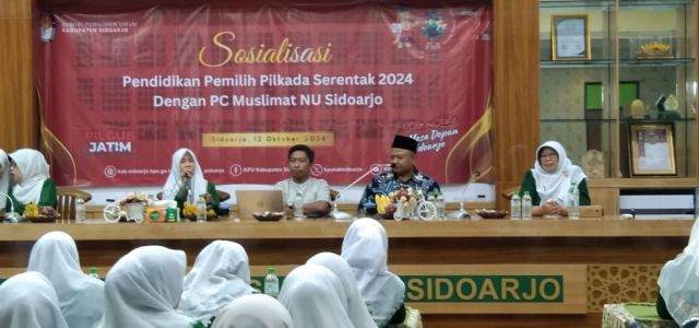 Hindari Praktek Money Politic, KPU dan PC Muslimat NU Sidoarjo Gelar Sosialisasi Pendidikan Pemilih