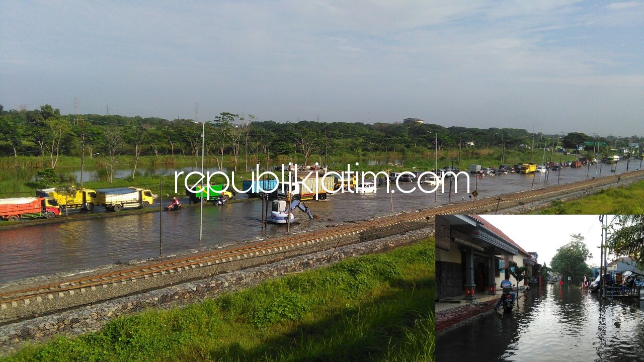 Jalur Utama Porong dan Rumah Warga Terendam Banjir