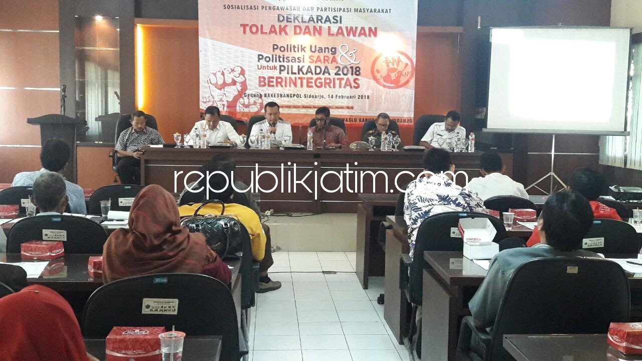 Panwaslu, KPU dan Bakesbangpol Sidoarjo Sepakat Tolak Politik Uang