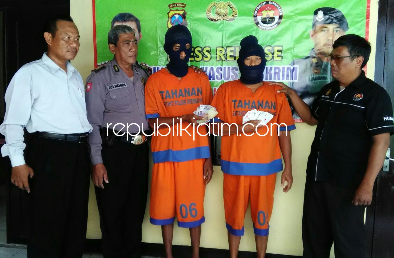 Asyik Berjudi, Warga Krembung Digrebek Polisi 2 Tertangkap 2 Kabur